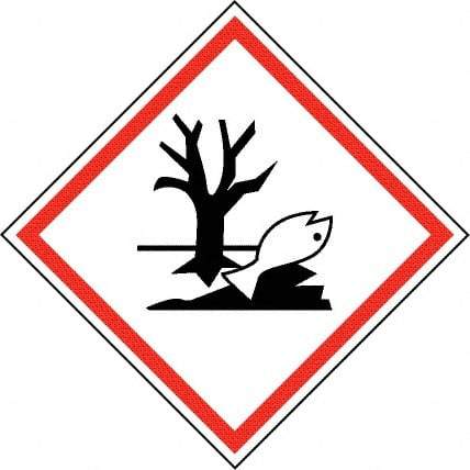 NMC - Hazardous Materials Label, Header: Dangerous for Environment Warning - Legend: GHS - Graphic, English, Black & Red, 2" Long x 2" High, No Coating - Industrial Tool & Supply