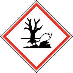 NMC - Hazardous Materials Label, Header: Dangerous for Environment Warning - Legend: GHS - Graphic, English, Black & Red, 2" Long x 2" High, No Coating - Industrial Tool & Supply