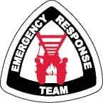 NMC - Emergency Response Team, Hard Hat Label - Diamond, Black & Red on White, 0.004" Thick, Indoor or Outdoor, Adhesive Backed, For Accident Prevention - Industrial Tool & Supply