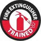 NMC - Fire Extinguisher Trained, Hard Hat Label - Diamond, Black & Red on White, 0.004" Thick, Indoor or Outdoor, Adhesive Backed, For Accident Prevention - Industrial Tool & Supply