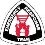 NMC - Emergency Response Team, Hard Hat Label - Diamond, Black & Red on White, 0.004" Thick, Indoor or Outdoor, Adhesive Backed, For Accident Prevention - Industrial Tool & Supply