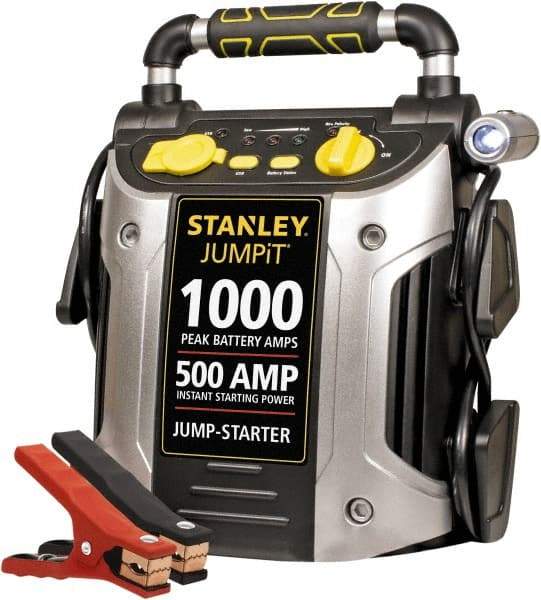 Stanley - 12 Volt Jump Starter - 500 Amps, 1,000 Peak Amps - Industrial Tool & Supply