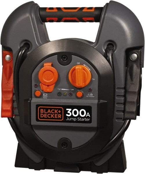 Black & Decker - 12 Volt Jump Starter - 300 Amps, 600 Peak Amps - Industrial Tool & Supply