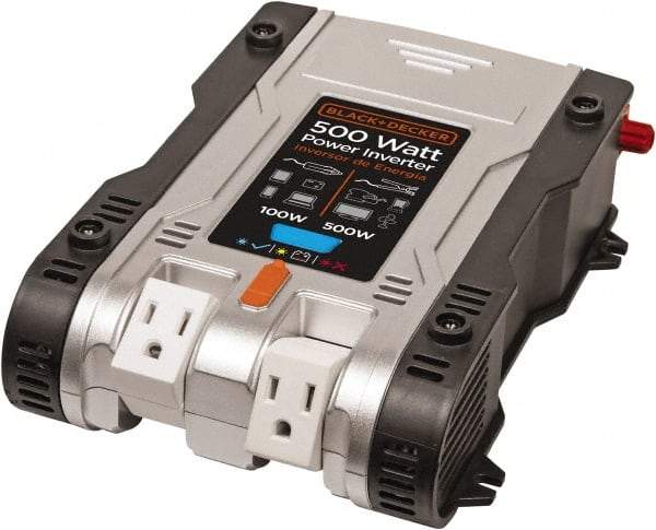 Stanley - 12 VDC Input, 120 VAC Output, 500 Peak Wattage, Power Inverter - 500 Watt Continuous Output Power - Industrial Tool & Supply