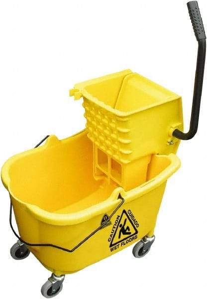 O-Cedar - 33 Qt Plastic Bucket & Wringer - 34" Long x 22" High x 15" Wide, Yellow - Industrial Tool & Supply