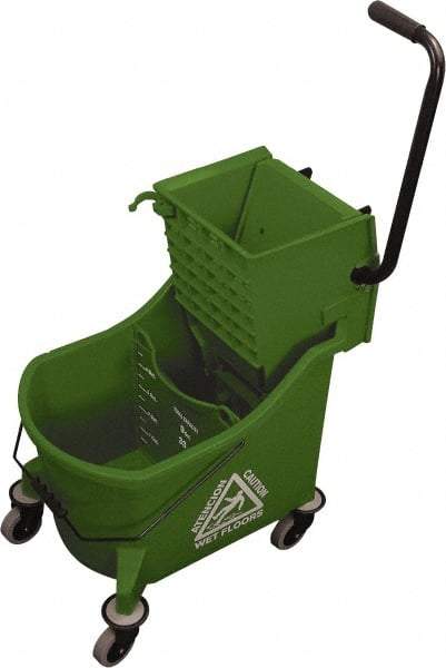 O-Cedar - 36 Qt Plastic Bucket & Wringer - 23" Long x 38" High x 14" Wide, Green - Industrial Tool & Supply
