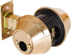 Stanley - 1-3/8 to 2" Door Thickness, Satin Nickel Finish, Double Cylinder Deadbolt - Nonhanded Handling, Key Override, Double Cylinder - Industrial Tool & Supply