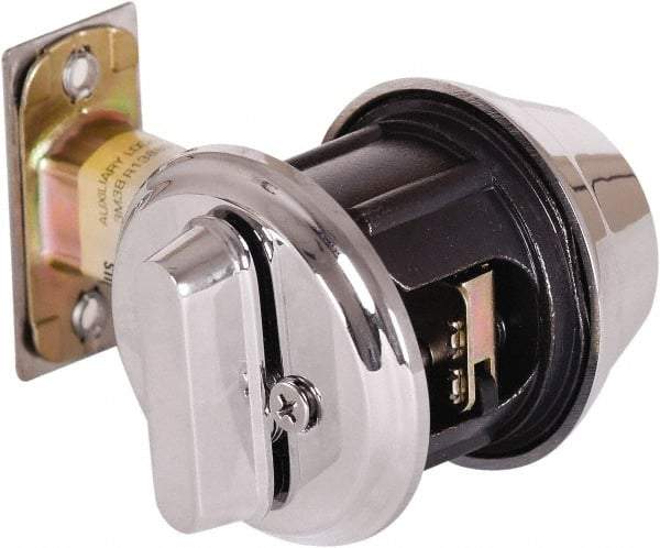 Stanley - 1-3/8 to 2" Door Thickness, Bright Chrome Finish, Single Cylinder Deadbolt - Nonhanded Handling, Key Override, Single Cylinder - Industrial Tool & Supply