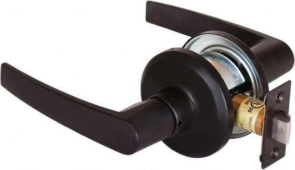 Stanley - Grade 2 Passage Lever Lockset - 2-3/8 & 2-3/4" Back Set, Keyless Cylinder, Brass Alloy, Oil Rubbed Bronze Finish - Industrial Tool & Supply