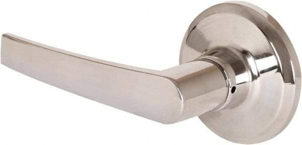 Stanley - Grade 2 Dummy Lever Lockset - 2-3/8 & 2-3/4" Back Set, Keyless Cylinder, Brass Alloy, Bright Chrome Finish - Industrial Tool & Supply