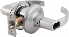Stanley - Grade 2 Storeroom Lever Lockset - 2-3/8 & 2-3/4" Back Set, Brass Alloy, Satin Chrome Finish - Industrial Tool & Supply