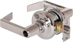 Stanley - Grade 2 Office Lever Lockset - 2-3/8 & 2-3/4" Back Set, Brass Alloy, Bright Chrome Finish - Industrial Tool & Supply