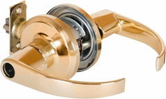 Stanley - Grade 2 Office Lever Lockset - 2-3/8 & 2-3/4" Back Set, Brass Alloy, Bright Brass Finish - Industrial Tool & Supply