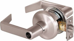 Stanley - Grade 2 Office Lever Lockset - 2-3/8 & 2-3/4" Back Set, Brass Alloy, Satin Nickel Finish - Industrial Tool & Supply