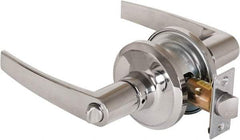 Stanley - Grade 2 Privacy Lever Lockset - 2-3/8 & 2-3/4" Back Set, Keyless Cylinder, Brass Alloy, Bright Chrome Finish - Industrial Tool & Supply