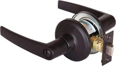 Stanley - Grade 2 Privacy Lever Lockset - 2-3/8 & 2-3/4" Back Set, Keyless Cylinder, Brass Alloy, Oil Rubbed Bronze Finish - Industrial Tool & Supply