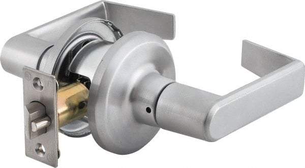 Stanley - Grade 2 Passage Lever Lockset - 2-3/8 & 2-3/4" Back Set, Keyless Cylinder, Brass Alloy, Satin Chrome Finish - Industrial Tool & Supply