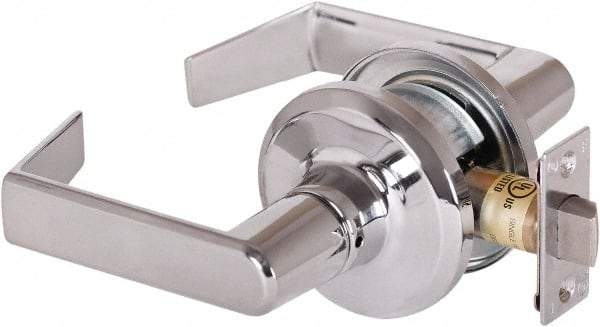 Stanley - Grade 2 Passage Lever Lockset - 2-3/8 & 2-3/4" Back Set, Keyless Cylinder, Brass Alloy, Bright Chrome Finish - Industrial Tool & Supply