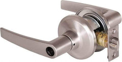Stanley - Grade 2 Office Lever Lockset - 2-3/8 & 2-3/4" Back Set, Brass Alloy, Satin Nickel Finish - Industrial Tool & Supply