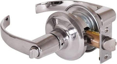 Stanley - Grade 2 Office Lever Lockset - 2-3/8 & 2-3/4" Back Set, Brass Alloy, Bright Chrome Finish - Industrial Tool & Supply