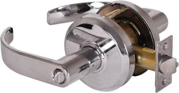 Stanley - Grade 2 Entrance Lever Lockset - 2-3/4" Back Set, Key In Lever Cylinder, Brass Alloy, Bright Chrome Finish - Industrial Tool & Supply