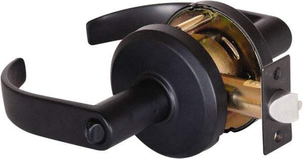 Stanley - Grade 2 Entrance Lever Lockset - 2-3/4" Back Set, Key In Lever Cylinder, Brass Alloy, Oil Rubbed Bronze Finish - Industrial Tool & Supply