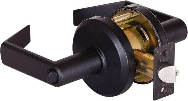 Stanley - Grade 2 Entrance Lever Lockset - 2-3/4" Back Set, Key In Lever Cylinder, Brass Alloy, Oil Rubbed Bronze Finish - Industrial Tool & Supply