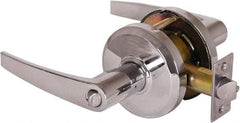 Stanley - Grade 2 Entrance Lever Lockset - 2-3/4" Back Set, Key In Lever Cylinder, Brass Alloy, Bright Chrome Finish - Industrial Tool & Supply