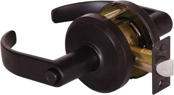 Stanley - Grade 2 Privacy Lever Lockset - 2-3/4" Back Set, Keyless Cylinder, Brass Alloy, Oil Rubbed Bronze Finish - Industrial Tool & Supply
