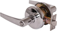 Stanley - Grade 2 Privacy Lever Lockset - 2-3/4" Back Set, Keyless Cylinder, Brass Alloy, Bright Chrome Finish - Industrial Tool & Supply