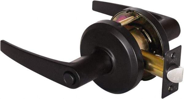 Stanley - Grade 2 Privacy Lever Lockset - 2-3/4" Back Set, Keyless Cylinder, Brass Alloy, Oil Rubbed Bronze Finish - Industrial Tool & Supply