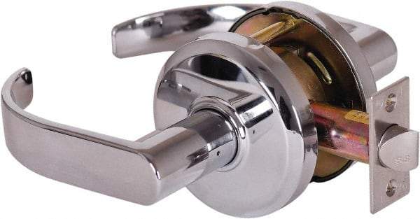 Stanley - Grade 2 Passage Lever Lockset - 2-3/4" Back Set, Keyless Cylinder, Brass Alloy, Bright Chrome Finish - Industrial Tool & Supply