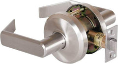 Stanley - Grade 2 Passage Lever Lockset - 2-3/4" Back Set, Keyless Cylinder, Brass Alloy, Nickel Finish - Industrial Tool & Supply