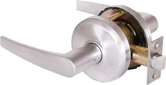 Stanley - Grade 2 Passage Lever Lockset - 2-3/4" Back Set, Keyless Cylinder, Brass Alloy, Satin Chrome Finish - Industrial Tool & Supply