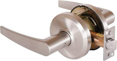 Stanley - Grade 2 Passage Lever Lockset - 2-3/4" Back Set, Keyless Cylinder, Brass Alloy, Nickel Finish - Industrial Tool & Supply