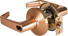 Best - Grade 1 Storeroom Lever Lockset - 2-3/4" Back Set, Key In Lever Cylinder, Brass Alloy, Satin Bronze Finish - Industrial Tool & Supply