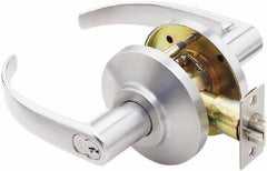 Best - Grade 2 Storeroom Lever Lockset - 2-3/4" Back Set, Key In Lever Cylinder, Brass Alloy, Satin Chrome Finish - Industrial Tool & Supply