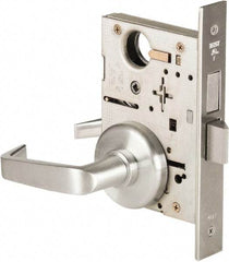 Best - Grade 1 Privacy Lever Lockset - 2-3/4" Back Set, Keyless Cylinder, Brass Alloy, Satin Chrome Finish - Industrial Tool & Supply