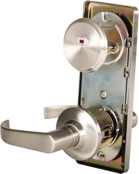 Stanley - Grade 2 Passage Lever Lockset - 2-3/4" Back Set, Keyless Cylinder, Brass Alloy, Nickel Finish - Industrial Tool & Supply