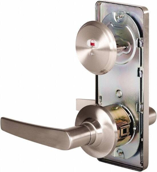 Stanley - Grade 2 Passage Lever Lockset - 2-3/4" Back Set, Keyless Cylinder, Brass Alloy, Nickel Finish - Industrial Tool & Supply
