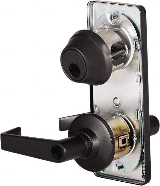 Stanley - Grade 2 Entry Lever Lockset - 2-3/4" Back Set, Key In Lever Cylinder, Brass Alloy, Oil Rubbed Bronze Finish - Industrial Tool & Supply