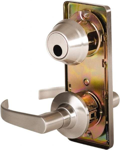 Stanley - Grade 2 Passage Lever Lockset - 2-3/4" Back Set, Keyless Cylinder, Brass Alloy, Nickel Finish - Industrial Tool & Supply