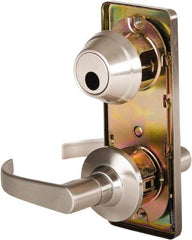 Stanley - Grade 2 Passage Lever Lockset - 2-3/4" Back Set, Keyless Cylinder, Brass Alloy, Nickel Finish - Industrial Tool & Supply