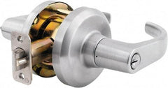 Stanley - Grade 1 Storeroom Lever Lockset - 2-3/4" Back Set, Key In Lever Cylinder, Brass Alloy, Satin Chrome Finish - Industrial Tool & Supply