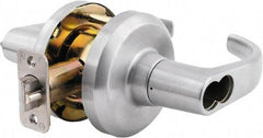 Stanley - Grade 1 Classroom Lever Lockset - 2-3/4" Back Set, Key In Lever Cylinder, Brass Alloy, Satin Chrome Finish - Industrial Tool & Supply