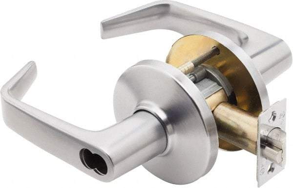 Best - Grade 1 Dormitory Lever Lockset - 2-3/4" Back Set, Keyless Cylinder, Brass Alloy, Satin Chrome Finish - Industrial Tool & Supply