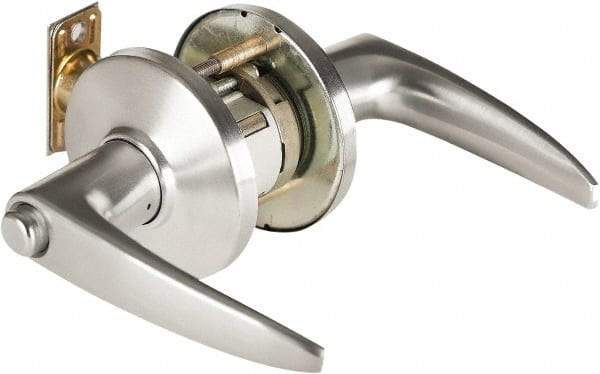 Best - Grade 1 Passage Lever Lockset - 2-3/4" Back Set, Keyless Cylinder, Brass Alloy, Satin Chrome Finish - Industrial Tool & Supply