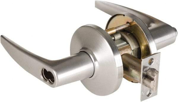Best - Grade 1 Dormitory Lever Lockset - 2-3/4" Back Set, Keyless Cylinder, Brass Alloy, Satin Chrome Finish - Industrial Tool & Supply