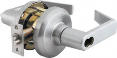 Stanley - Grade 1 Storeroom Lever Lockset - 2-3/4" Back Set, Key In Lever Cylinder, Brass Alloy, Satin Chrome Finish - Industrial Tool & Supply