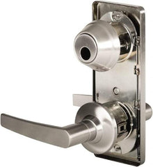 Stanley - Grade 2 Passage Lever Lockset - 2-3/4" Back Set, Keyless Cylinder, Brass Alloy, Nickel Finish - Industrial Tool & Supply